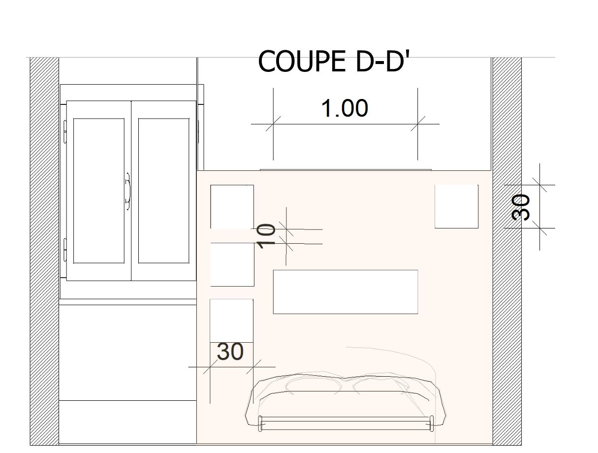 cloison ajourée, niche, plan