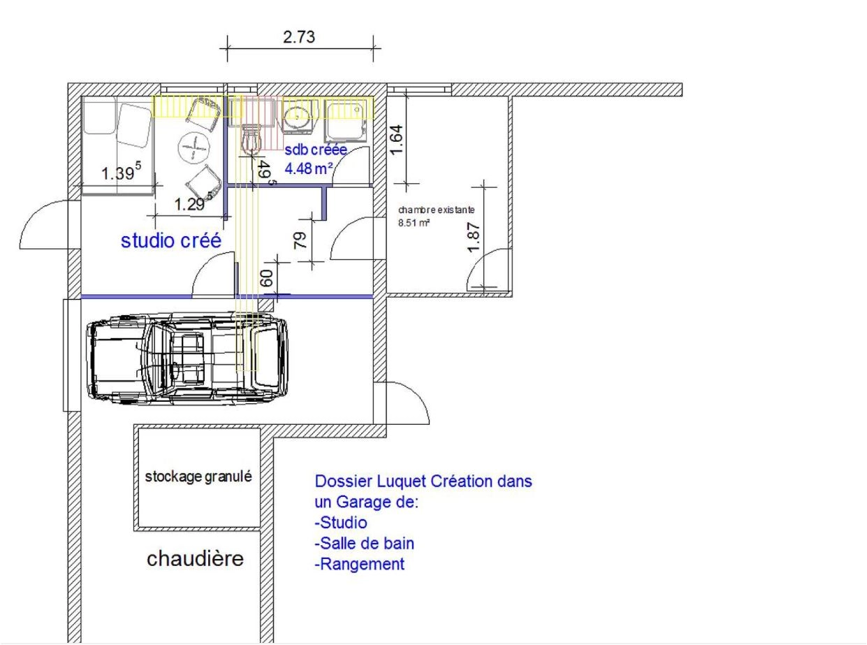 plan création studio garage aménagement maçonnerie démolition